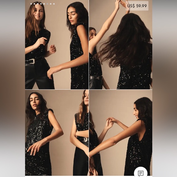 NWT Mango black sequin top. Size M/L - Picture 4 of 9